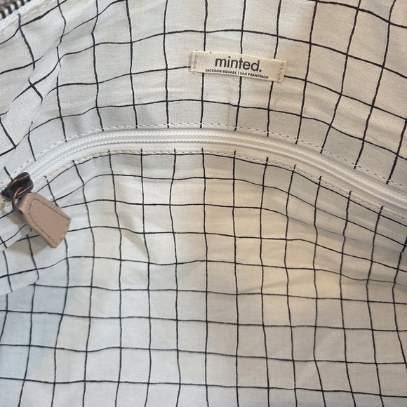 Tan and Cream Travel Bag with Geometric Pattern - Picture 9 of 11